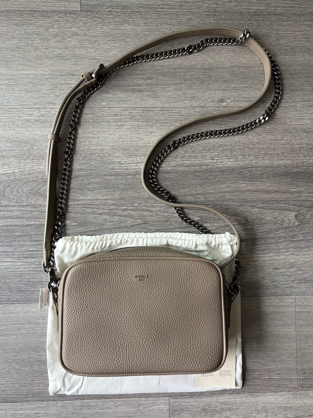 Angela Roi Grace Mini Crossbody [Signet] - Light Mud Gray Pebble Vegan Leather